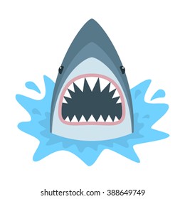 Shark with open mouth. Shark isolation on a white background. Flat vector illustration