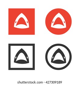 Shark with open mouth and jaw. Flat vector set
