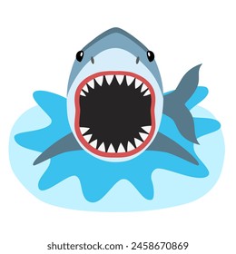 Shark with open mouth on a white background.