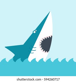 Shark with open mouth. side view