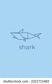 shark origami. Abstract line art shark logo design. Animal origami. Animal line art. Pet shop outline illustration. Vector illustration	