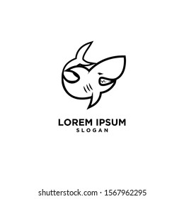shark outline fish predator logo icon design vector illustration