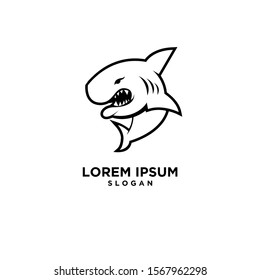 shark outline fish predator logo icon design vector illustration
