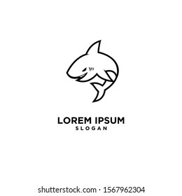shark outline fish predator logo icon design vector illustration