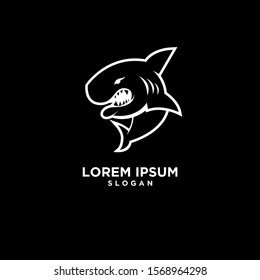 shark outline fish predator logo icon design vector illustration