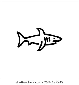 Shark outline icon. Shark side view black line illustration.