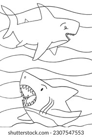 Shark outline illustration image. 
Hand drawn image artwork of shark. 
Simple cute original logo.
Hand drawn vector illustration for posters, cards, t-shirts.