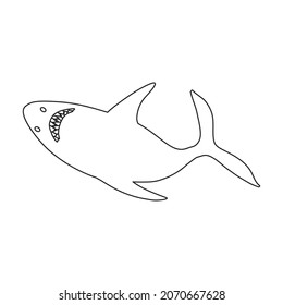 Shark outline vector icon.Outline vector illustration fish of sea. Isolated illustration of shark icon on white background.