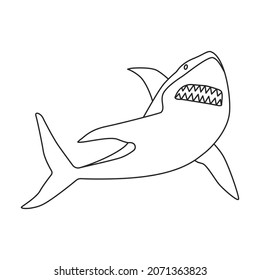 Shark outline vector icon.Outline vector illustration fish of sea. Isolated illustration of shark icon on white background.