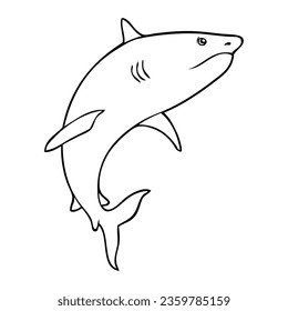 shark outline vector illustration,isolated on white background,top view