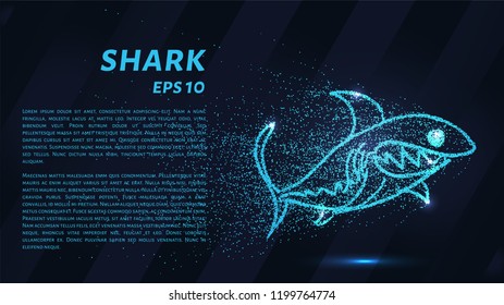 The shark from the particle. The shark consists of circles and points. Vector illustration.