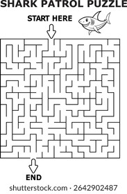 Shark patrol maze puzzle for kids fun activity