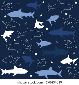 Shark Pattern Illustration Vector.