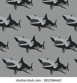 Shark pattern. Marine and nautical backgrounds. Sea theme.