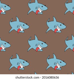 Shark pattern on a light background. Print for printing, factory. Vector.