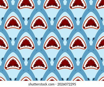 Shark pattern seamless. Sea predator background. Large predatory marine fish ornament. vector texture