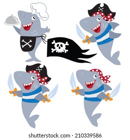 Shark pirate vector illustration