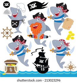 Shark pirate vector illustration