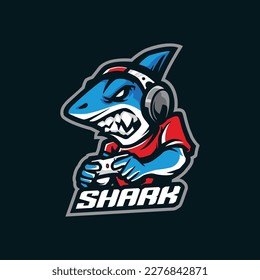 Shark pirates mascot logo design vector with modern illustration concept style for badge, emblem and t shirt printing. Angry shark illustration for sport and esport team.