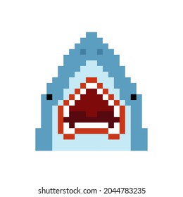 Pixelkunst von Haifischen 8 Bit Unterwasser-Raubfisch pixelig