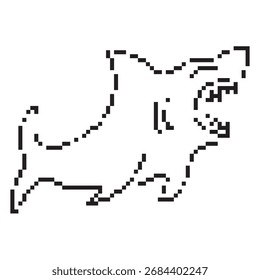 Icono de píxel de tiburón, 8 bits. Ilustración vectorial aislada.