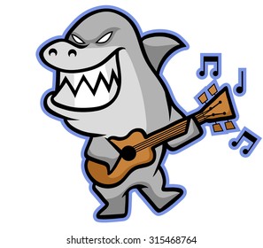 A shark playing a guitar 