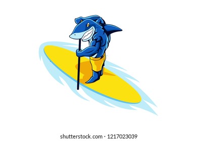 Shark is playing Paddle Surf