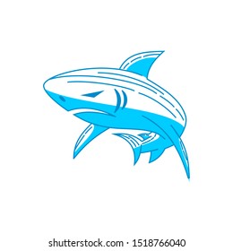 Shark Power logo design vector Outline isolated concept template