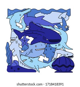 shark puzzle set in bundle vector