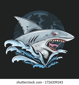 SHARK RAGE FACE DEEP BLUE SEA ARTWORK VECTOR