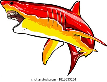 shark red angry vector illustration graphics art