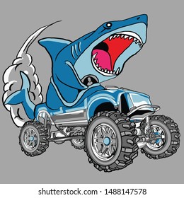 shark car cartoon