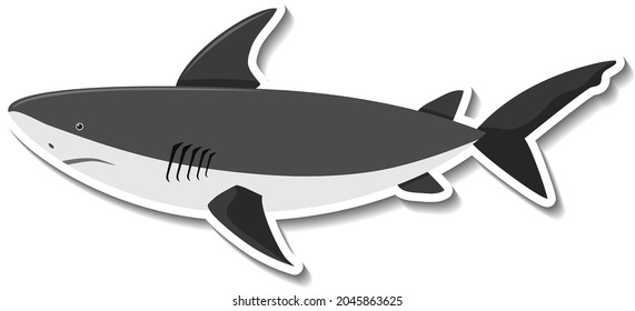 A shark sea animal cartoon sticker illustration