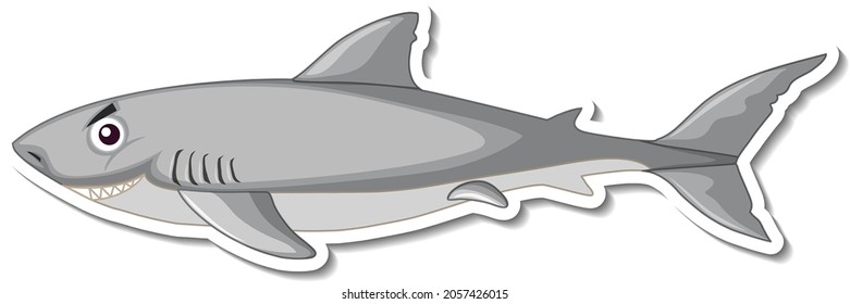 A shark sea animal cartoon sticker illustration