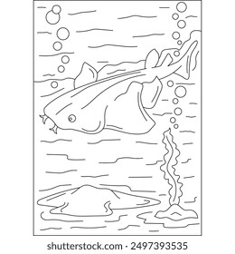 shark sea animal coloring book page for kids or grown adults creative coloring mindful relaxation activity