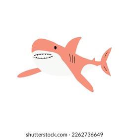 Shark. Sea animal. Marine animal in Scandinavian style.