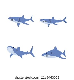 Shark. Sea animal. Marine animal in Scandinavian style.