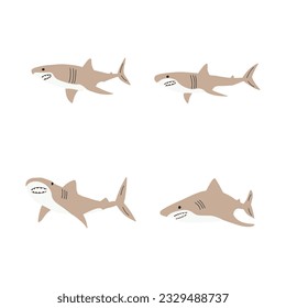 Shark. Sea animal. Marine animal in Scandinavian style.