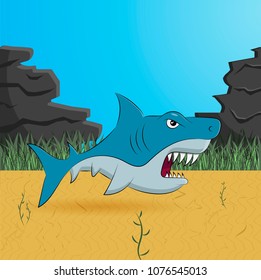 shark sea character vector illustration eps 10