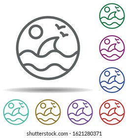 Shark, sea in multi color style icon. Simple thin line, outline vector of seaside icons for ui and ux, website or mobile application