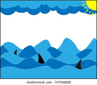 Shark in the sea wave