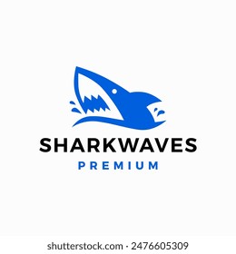 shark sea wave logo vector icon illustration