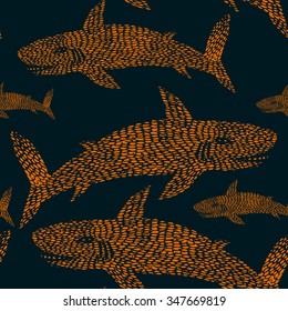 Shark seamless background.