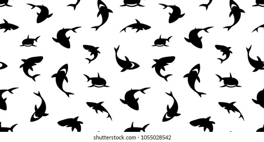 Shark Seamless Pattern Dolphin Whale Vector Ocean Wave Island Wallpaper Background