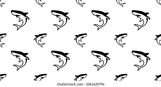 shark seamless pattern dolphin whale vector ocean wave island isolated repeat background wallpaper