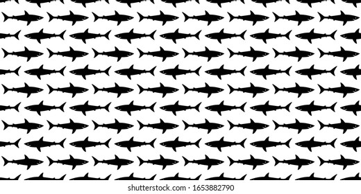 Shark Seamless pattern fish vector dolphin tuna salmon scarf isolated whale ocean sea tile background repeat wallpaper cartoon illustration doodle design