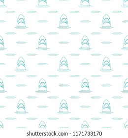 Shark seamless pattern, Hand drawn sketched doodle shark, vector illustration.