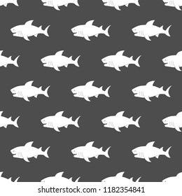 Shark seamless pattern, Hand drawn sketched doodle shark, vector illustration.