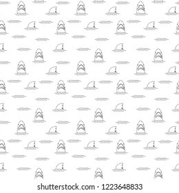 Shark seamless pattern, Hand drawn sketched doodle shark, vector illustration.