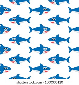 shark seamless pattern isolated on white background. vector Illustration.